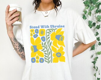 Stand With Ukraine T-Shirt, Floral Ukraine Tee, Support Shirt