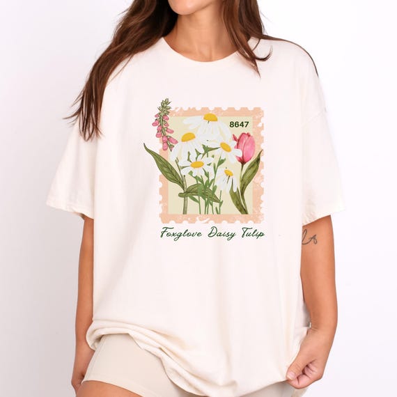 Flower サイン入りTシャツ Foxglove, Daisy, Tulip Shirt Subtle Anti Trump Shirt FDT Shirt