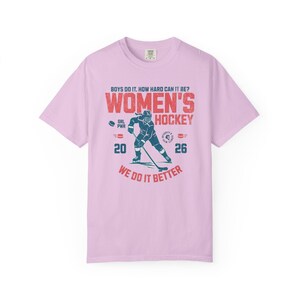 Comfort Colors Women's Hockey Shirt Hockey Game Day, Hockey Mom Tee, Hockey Lover Merch Feminist Women's Hockey Fan Top Women's Sport Orchid