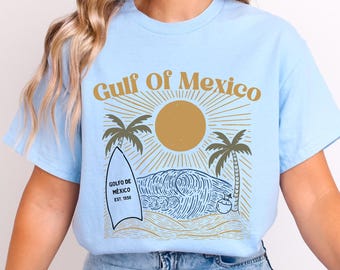 Gulf of Mexico T-Shirt, Beach Vacation Tee, Tropical Palm Tree Shirt