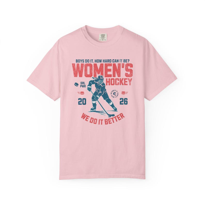 Comfort Colors Women's Hockey Shirt Hockey Game Day, Hockey Mom Tee, Hockey Lover Merch Feminist Women's Hockey Fan Top Women's Sport image 15