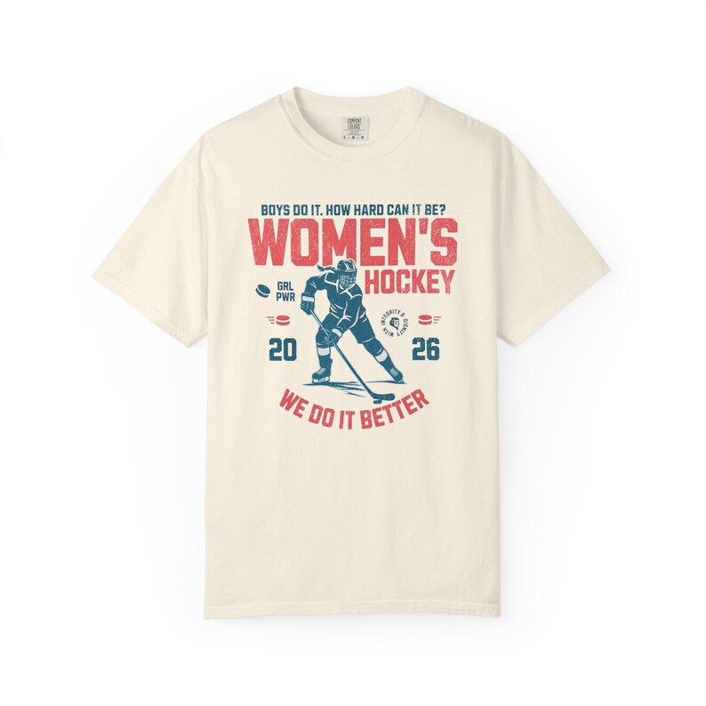 Comfort Colors Women's Hockey Shirt Hockey Game Day, Hockey Mom Tee, Hockey Lover Merch Feminist Women's Hockey Fan Top Women's Sport image 12
