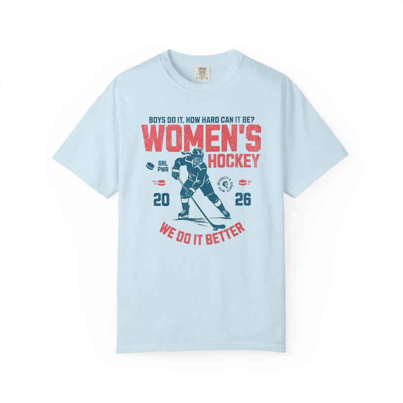 Comfort Colors Women's Hockey Shirt Hockey Game Day, Hockey Mom Tee, Hockey Lover Merch Feminist Women's Hockey Fan Top Women's Sport image 13