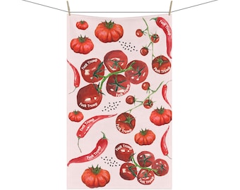 Linge de cuisine Humour politique - Motif tomates et poivrons - Cadeau anti-atout