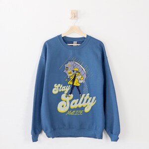 Stay Salty Anti ICE Crewneck, Protest Sweatshirt, Pro Democracy Top, Fck ICE Sweater Indigo Blue