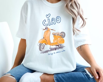 Ciao Scooter T-Shirt - Italian Vespa Tee - La Dolce Vita Graphic Top