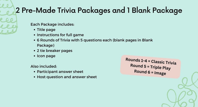 Trivia Set Ups Complete Trivia Package: Rounds, Questions and More | Perfect Game for ...