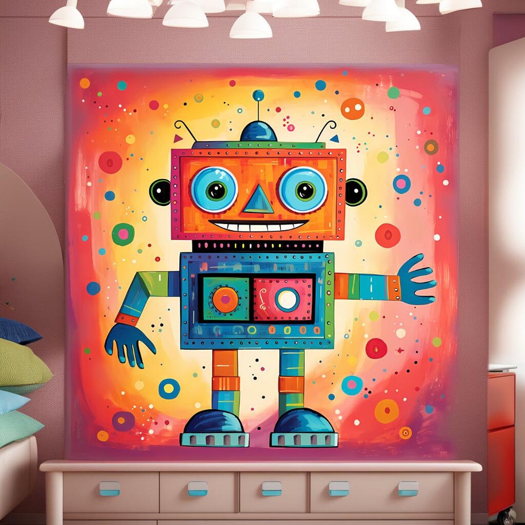 Robot Wall Art, Robot Printable, Child Room Decor, Nursery Print