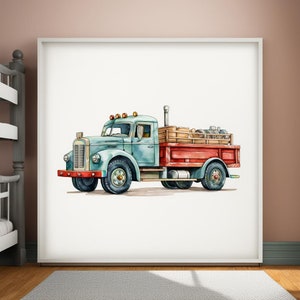 Watercolor Construction Trucks Prints, Construction Nursery Decor, Boy Room Wall Art, Playroom Truck Vehicles Posters, DIGITAL DOWNLOAD