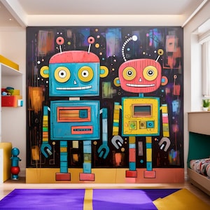 Kids Robot Art, Robot Prints, Robot Nursery Decor, Room Decor, Robot Posters, Vintage Robot Decor, Playroom Wall Art, Nursery Printable Art