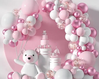 Baby Shower Garland, Pink Balloons for Girls Party Decorations Pink Balloon, Garland balloon Arch Kit, it's a girl baby shower decorations
