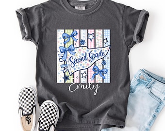 2nd Grade shirt for Kids Girls, Shirt For Girls with Name, Back To School Shirt, Personalize 2nd Grade Shirt, First Day Of School