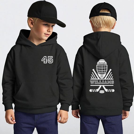 Custom Kids Hockey Hoodie T-shirts, Hockey Custom Name Sweatshirt, Youth Hockey Player Gifts Boy Girls Hockey Sweatshirt - Boys Hockey Gift