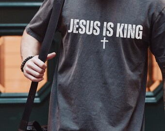 Jesus is King Shirt for Men, Christian Shirt, Religious T-shirt, Bible Verse Shirt Gift, Birthday Gift for Christian Men Dad Husband