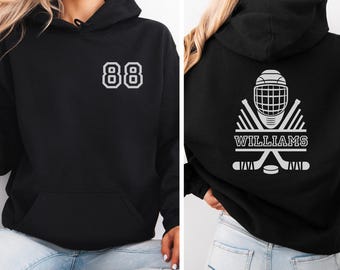 Custom Hockey Player Name Number Hoodie, Game Day Apparel, Personalized Gifts