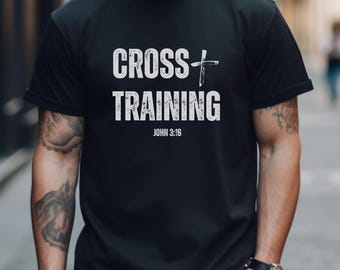 Christian Mens Shirt, Jesus Tshirt Design Religious Easter Cross, Cross Training Faith Based Christian Fathers Day, cross shirt for men