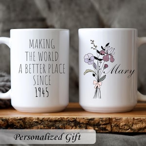 80th Birthday Gift for her, Personalized 1945 Mug, 80th Birthday Gift For Women, Turning 80, Custom 80th Birthday Mug, 80th Birthday Friend