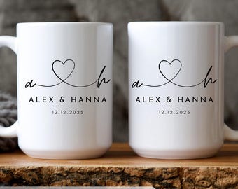 Couples Gift Personalized Mr and Mrs Coffee Mugs, Custom Mr Mrs Coffee Mugs, Husband and Wife Mugs, New Bride and Groom Set, New wife Gift