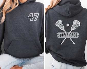 Personalized Lacrosse Hoodie/Shirt, Player or Team Name & Number, LAX Gift