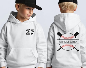 Custom Youth Baseball Hoodie or shirt, Kids Boys Girls Baseball Sweatshirt, Baseball Player Gift, Basketball player Hoodie Teens Boys girls