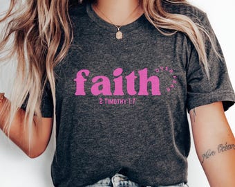 Christian Religious Shirt, Shirts For Women Faith 2 Timothy 1:7 Christian Tee, Salty Faith Shirt, Faith over fear, Christian Clothing Merch