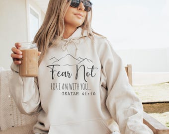 Christian hoodies for women, Trendy Christian Hoodie, Fear Not Isaiah 41:10, Jesus Loves You Hoodie Christian Merch Bible Verse Hoodie women