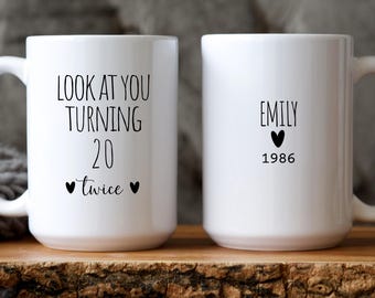 40th Birthday Gift for Women, 40th Birthday Mug, 40th coffee cup 1985, Custom Presents For 40 Year Old Woman Personalized B-Day Gifts Funny