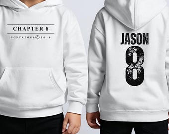 Custom 8th Birthday Hoodie for boys, 8th bday Party Outfit, Level 8 Unlocked Hoodie
