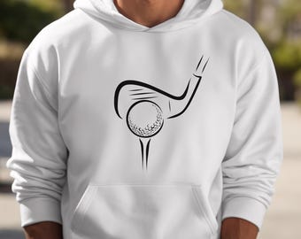 Men's Golf Player Typography Hoodie, Male Golfer, Gift For Golf Lovers, Father's Day Gift, Granpa Golfing Sweater, Golfer Sport Sweatshirt