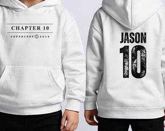 Custom 10th Birthday Hoodie, Name & Number, Hooded Sweatshirt
