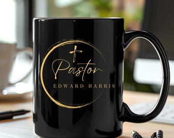 Personalized Pastor Mug, Customized Christian Mug For Ministers, Faith Thank You, Coffee Cup Gift With Cross for Pastor Evangelist, Priest