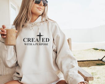 Christian hoodies for women, Trendy Christian Hoodie, Words on front Hoodie, Jesus Loves You, Hoodie Christian Merch created with a purpose