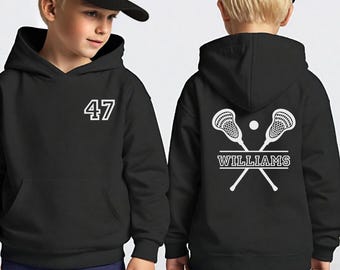 Custom Name Lacrosse Youth Hoodie Sweatshirt, Unisex Lacrosse boys girls Hoodie, Personalized Gift for Lacrosse Player Pocket Design Hoodie