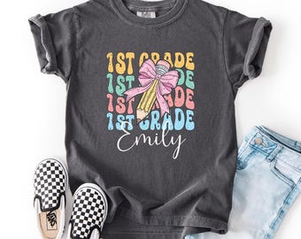 1st Grade shirt for Kids Girls, Shirt For Girls with Name, Back To School Shirt, Personalize 1st Grade Shirt, First Day Of School