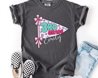 3rd Grade shirt for Kids Girls, Third Shirt For Girls with Name, Back To School Shirt, Personalize 3rd Grade Shirt, First Day Of School
