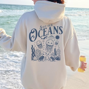 Beachy hoodies women, Ocean Life, Beach Oversized Hoodie, Vsco hoodie, Aesthetic Sweatshirt, Summer Vibes Hoodie, Ocean Hoodies Women Sea