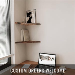 Authentic Floating Corner Shelf in Epoxy Resin and Wood, Floating shelves on the wall as home decor or housewarming gift. Corner shelving