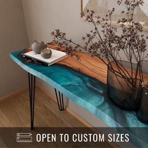 Modern Epoxy Hallway Table | Live Edge Console Table | Wooden Narrow Console Table Handmade | Entryway & mudroom furniture