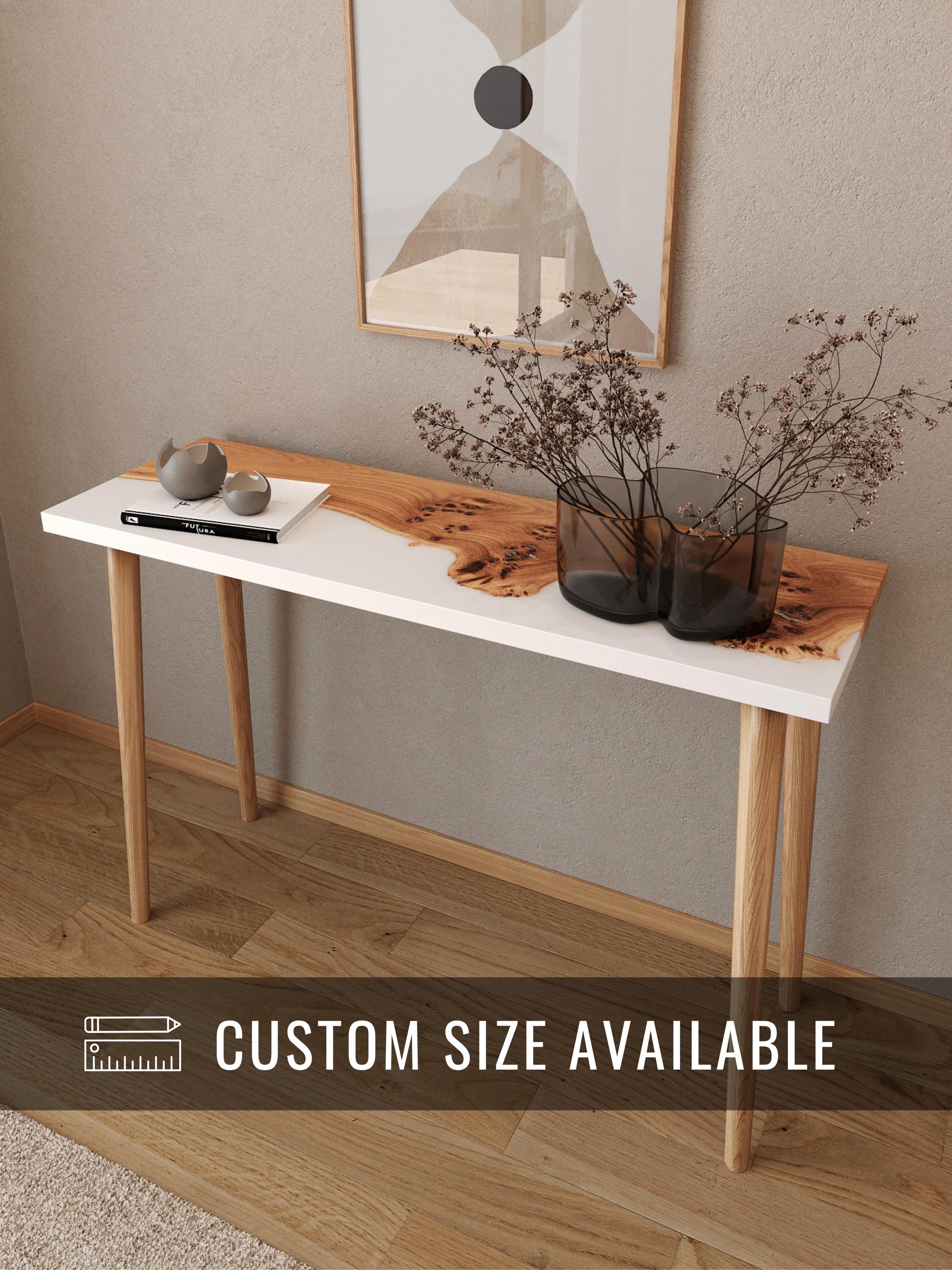 Modern Console Table Made From Epoxy Resin | Narrow Wood Entryway Table ...