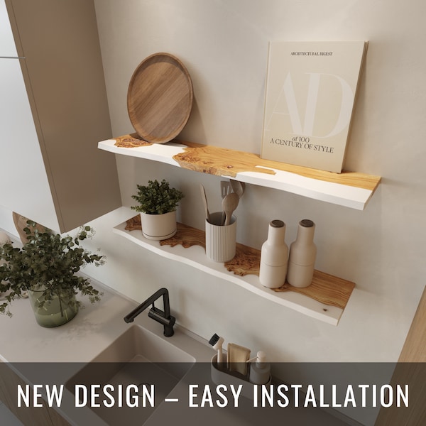 Wooden Live Edge Floating Shelves Etsy