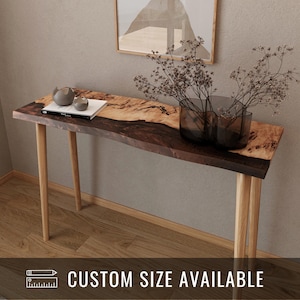 Hallway Console Table Narrow from Epoxy & Wood | Modern Live Edge End Table | Handmade furniture for entryway, living room, office, cabinet
