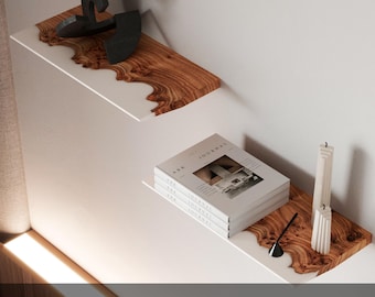 White Floating Shelf – wooden shelves made of solid wood and epoxy. Display shelf for bathroom, living room, bedroom, entryway decor