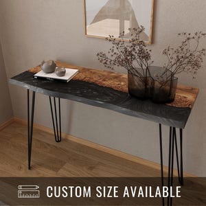 Modern Epoxy Resin & Wood Console Table live edge | Narrow Entryway Table Handmade | Accent furniture for hallway, living room or office