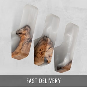 Art Deco Epoxy Hooks Wall Mount. Coat Hanger, Towel Hook, Hat Hook - decorative wall hooks for entryway, bathroom, office, spa