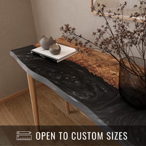 Black Live Edge Console Table | Minimalist Solid Wood Narrow Table | Handmade Hallway Table | Live Edge Desk | Modern Furniture