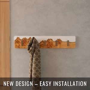 Hanging coat rack wall mounted - wall hooks, hat rack, towel hooks for bathroom, kitchen decor. Entryway key holder, dog leash hook on wall