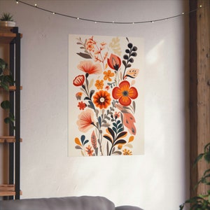 Framed Canvas Wall Art Watercolor Wildflowers Floral Botanical Prints Minimalist Modern Art Boho Wall Decor