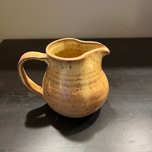 Handmade Ceramic Pitcher - Small Yellow Sand Glaze, 14 fl oz