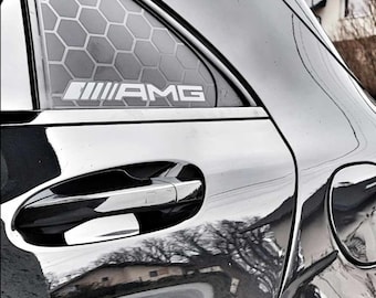 2X Rear quarter window stickers AMG 2013-2019 honeycomb cells customizable with Instagram Mercedes A45