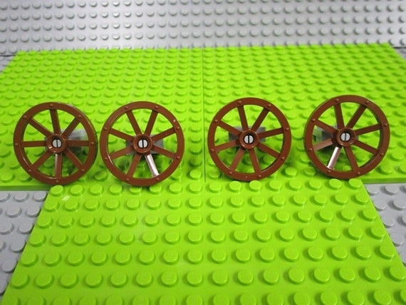 4 Lego Wagon Wheels with wheel holders